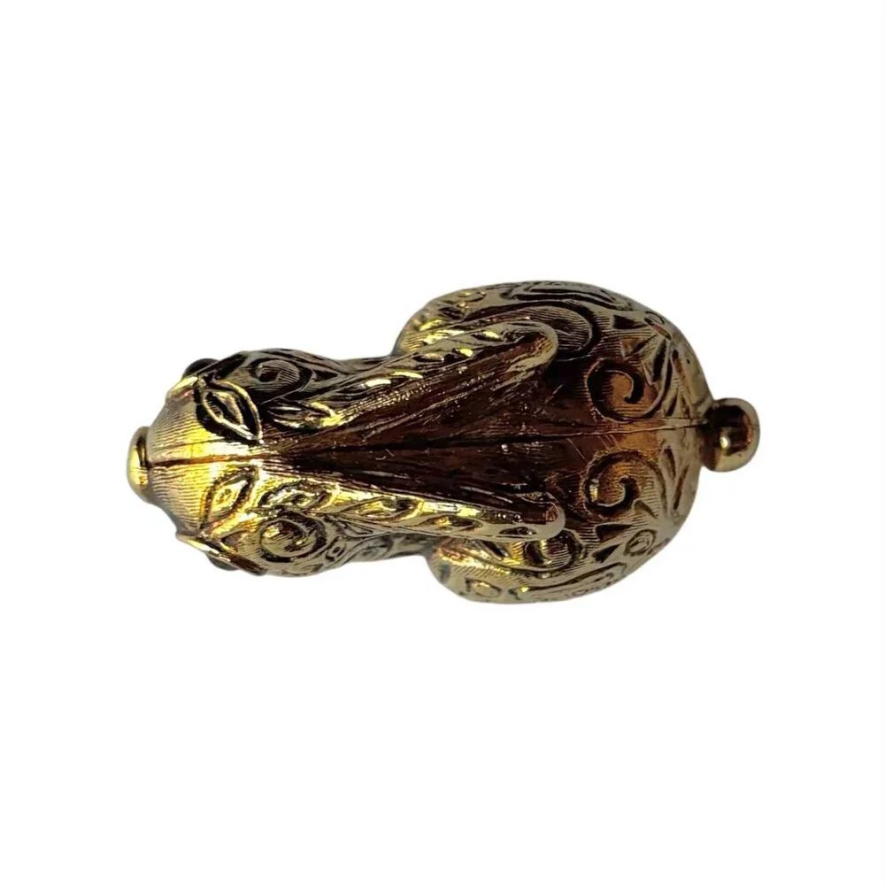 Vintage Max Factor Bunny Rabbit Solid Perfume Aquarius Gold Tone Metal Compact - Picture 6 of 10